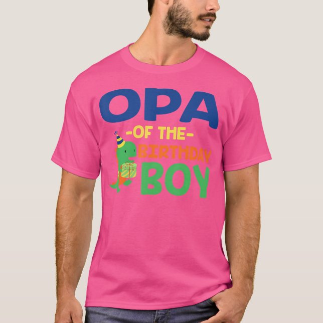 Opa från födelsedagen för Boy Saurus Rex Dinosaur  T Shirt (Framsida)