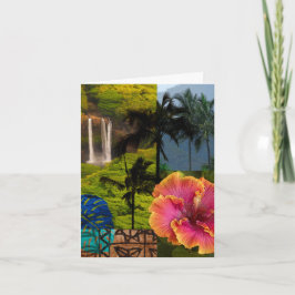 Opaeka'a Falls, Kauai Hawaiian Collage Anteckningskort