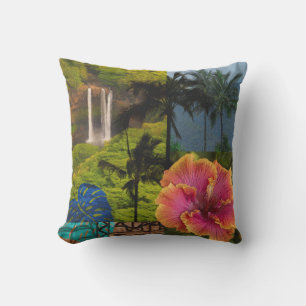 Opaeka'a Falls, Kauai Hawaiian Collage Reversible Kudde