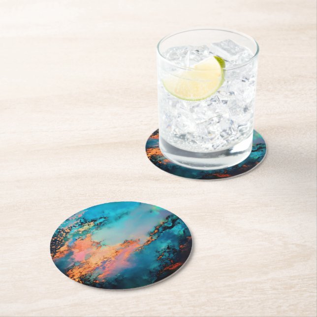 Opal ädelstensmönster underlägg papper rund (Insitu)