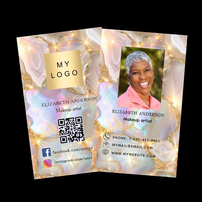 Opal-agate-logotyp, foto Qr-kod social-media Visitkort (Skapare uppladdad)