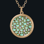 Opal Brooch Gem Gemstone Turquise Mönster Guldpläterat Halsband<br><div class="desc">Det här halsbandet har en söt opalbrosk-pendant mönster med guld-kedjor. Den här unika utskriften görs för att se ut som opaler i en sorts mosaik på en svart bakgrund med anpassade. Ovalformerna har en ogenomskinlig mor-av-pärlkänsla med blåa,  grönt och vita snurrar. Det är ett vackert,  originellt mönster.</div>