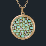 Opal Brooch Gem Gemstone Turquise Mönster Guldpläterat Halsband<br><div class="desc">Det här halsbandet har en söt opalbrosk-pendant mönster med guld-kedjor. Den här unika utskriften görs för att se ut som opaler i en sorts mosaik på en svart bakgrund med anpassade. Ovalformerna har en ogenomskinlig mor-av-pärlkänsla med blåa,  grönt och vita snurrar. Det är ett vackert,  originellt mönster.</div>