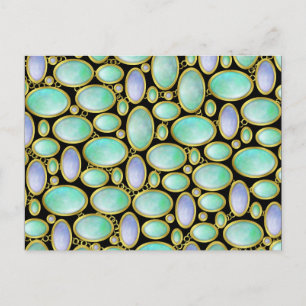 Opal Brooch Gem Gemstone Turquise Mönster Vykort