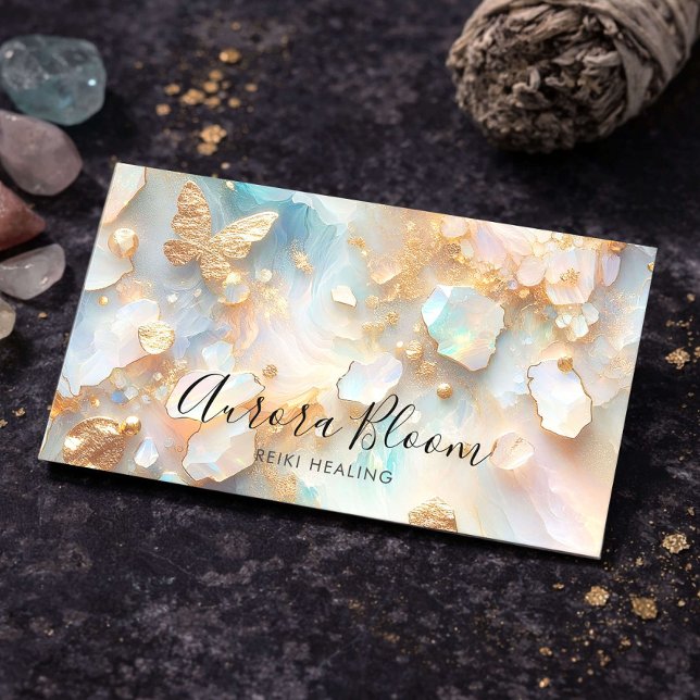 Opal Butterfly Moonstone Reiki Healer Visitkort (Skapare uppladdad)