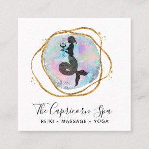 *~* Opal Capricorn Goddess Sjöjungfru Guld Geomet Fyrkantigt Visitkort