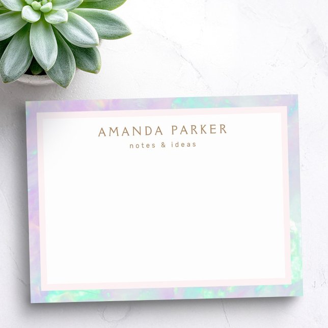 Opal colored border trendy chic post-it block (Opal colored border trendy chic post-it notes)