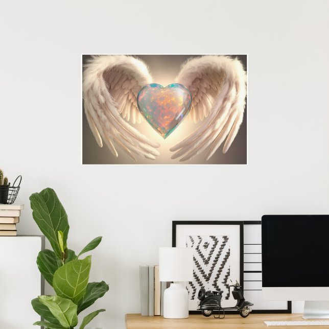 *~*~ Opal Crystal Heart Angel Vingar AP78 Poster (Hemmakontoret)