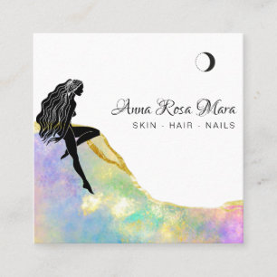 *~* Opal Crystal Woman Guld Glutter QR Fyrkantigt Visitkort