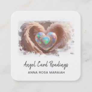 *~* Opal Dubbla Heart QR Angel Vingar AP78 WHITE Fyrkantigt Visitkort