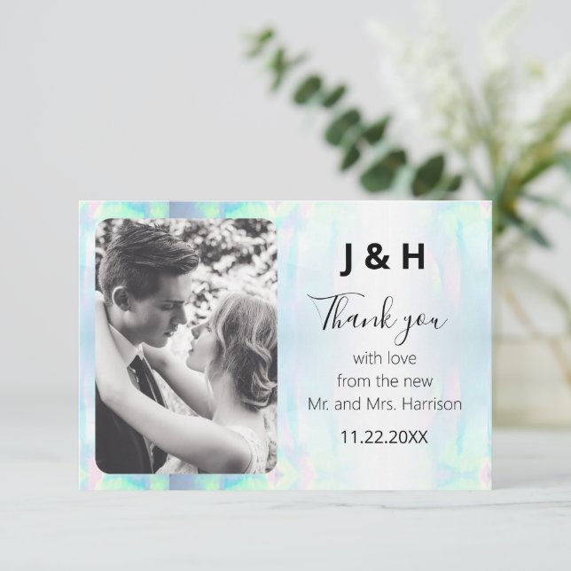 Opal Elegant Modern Photo Tack Kort (Stående Fram)