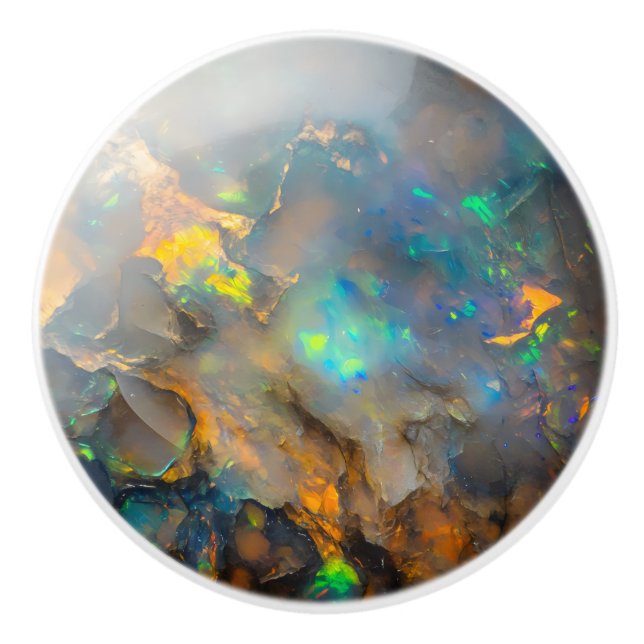 Opal Färg Gemstone Mönster Knopp (Framsidan)