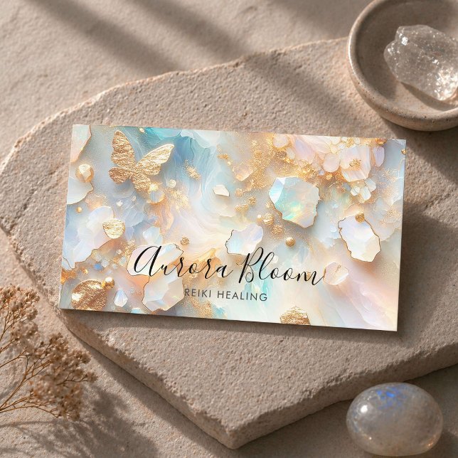 Opal Fjäril Månsten Reiki Helare Visitkort (Skapare uppladdad)