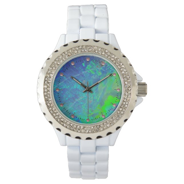 OPAL FOTO FÖR abstrakt BLUE GRÖNT Armbandsur (Framsida)