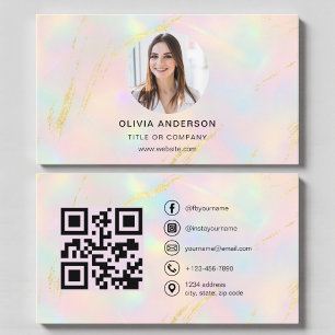 Opal-foto med QR-kod för sociala medier Visitkort