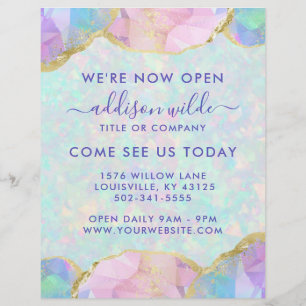 Opal Gemstone Pastel Modern Business Open Flyer