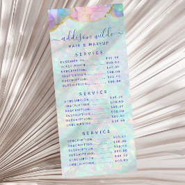Opal Gemstone Pastel Modern Pris List-rackkort Reklamkort