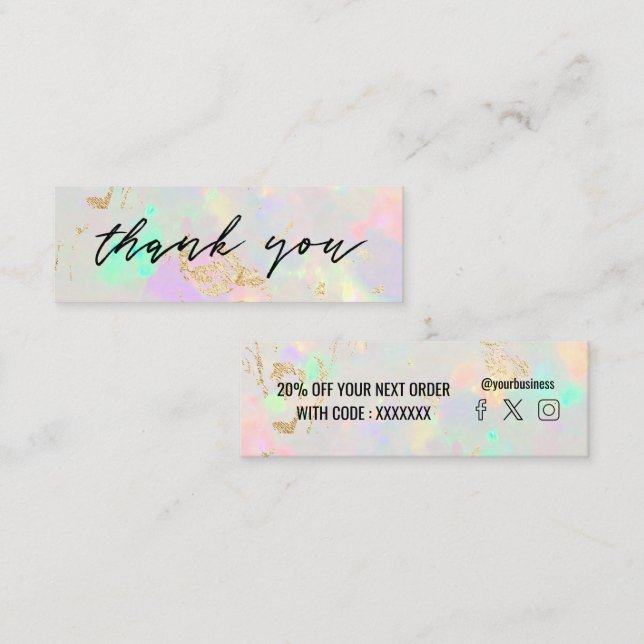 opal gemstone-rabattkort mini visitkort (Fram/baksida)