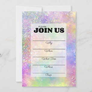 Opal Glitter Rainbow Handskriven Inbjudningar