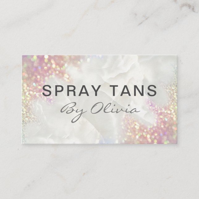 Opal Glitter Spray Tanning Service Visitkort (Framsida)