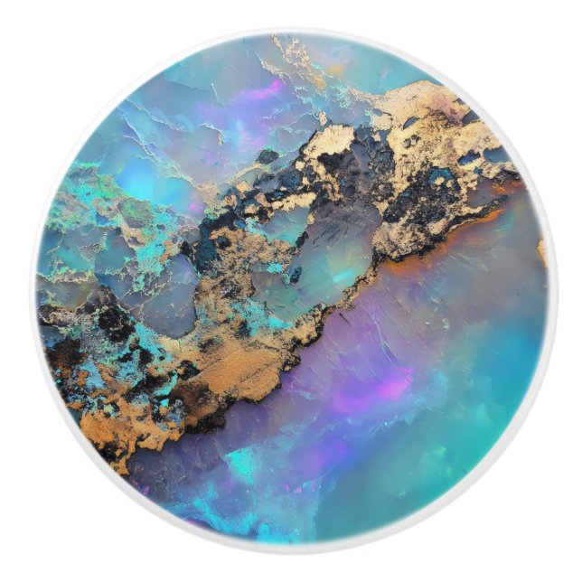 Opal Guld Gem Mönster Knopp (Framsidan)