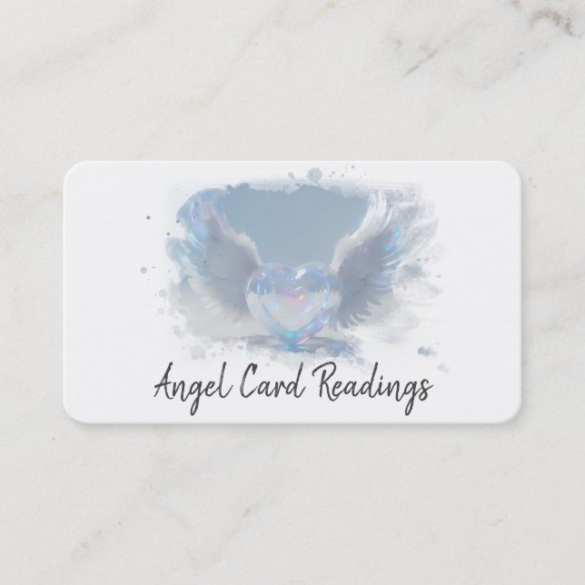*~* Opal Heart Angel Vingar AP78 SOFT BLUE QR Visitkort (Framsida)