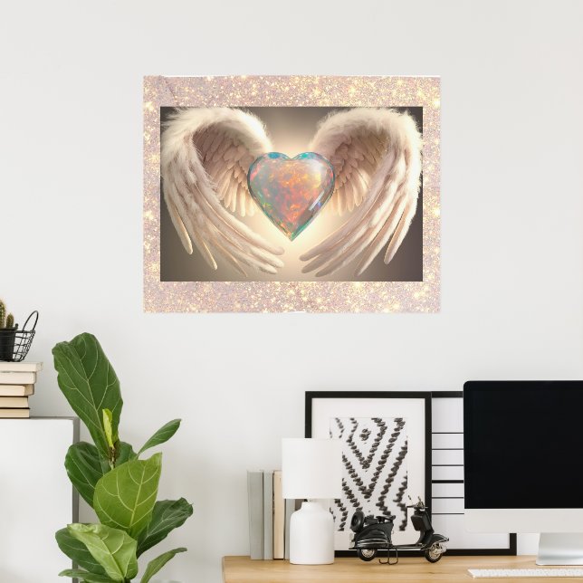 *~*~ Opal Heart Angel Vingar Feather AP78 Poster (Hemmakontoret)