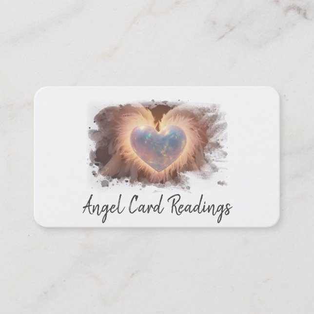 *~* Opal Heart Guld QR Angel Vingar AP78 WHITE Visitkort (Framsida)