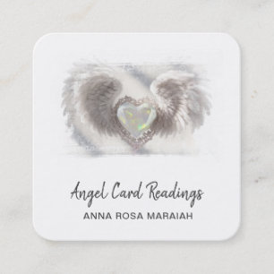 *~* Opal Heart QR Angel Vingar AP78 Vit delikat Fyrkantigt Visitkort