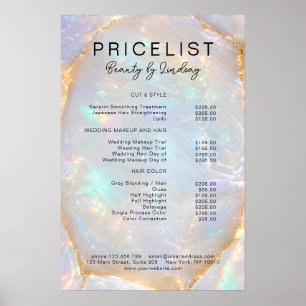 Opal Holografisk Marmor Salong Prislista Poster