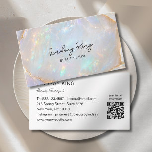 Opal Holografisk Marmor Salong QR-kod Tidsbeställning Kort