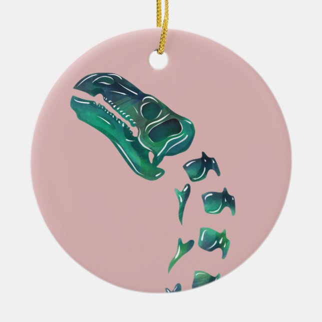 Opal Iguanodon Dinosaur Julgransprydnad Keramik (Framsidan)