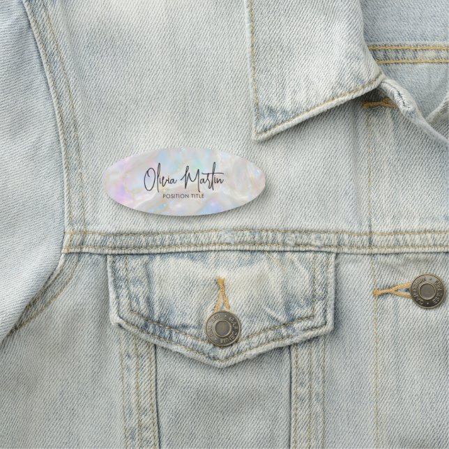 Opal Iridescent Glänsande Bakgrund Namnbricka (På plats)