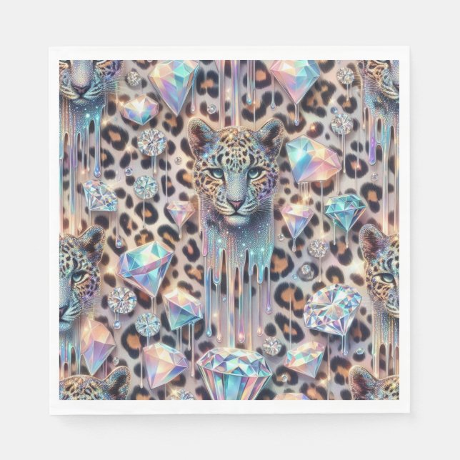 Opal Leopard Print Luxury Napkins Pappersservett (Framsidan)