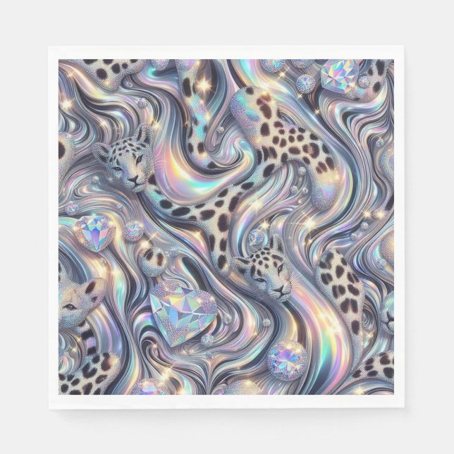 Opal Leopard Print Luxury Napkins Pappersservett (Framsidan)