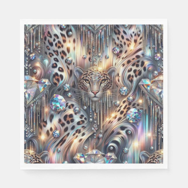 Opal Leopard Print Lyxservetter Pappersservett (Framsidan)