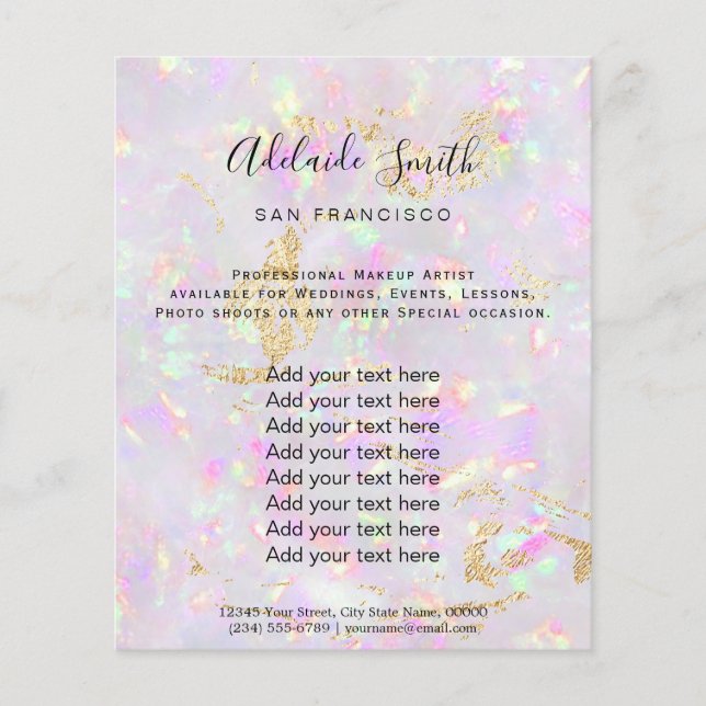 Opal Mineraldesign Flygblad (Framsidan)