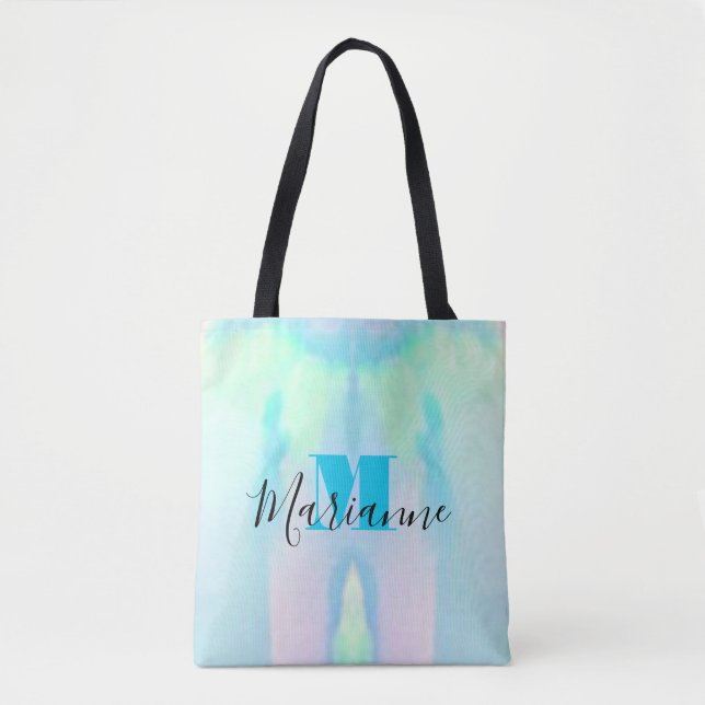 Opal monogram rosa och blå gemsten tygkasse (Framsida)