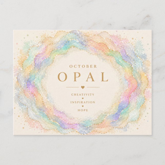 Opal Oktober Födelsesten Vykort (Framsida)