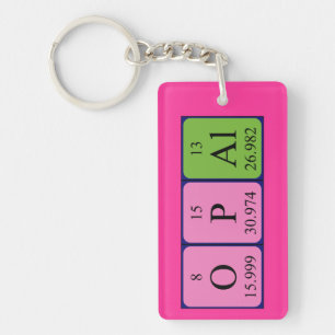 Opal Periodisk nyckelring bord namn