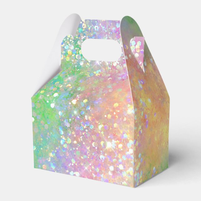 Opal Rainbow Glitter Favor Box Presentaskar (Baksidan Sidan)
