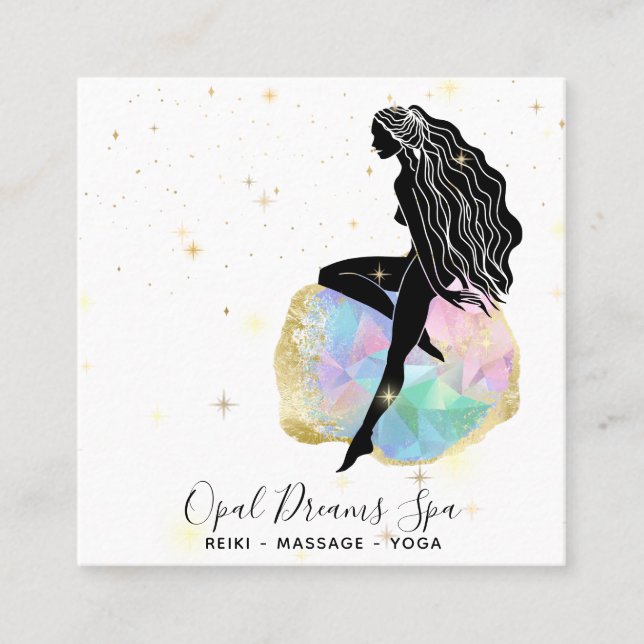 *~* Opal Rainbow Goddes Celestial Magic Fyrkantigt Visitkort (Framsida)