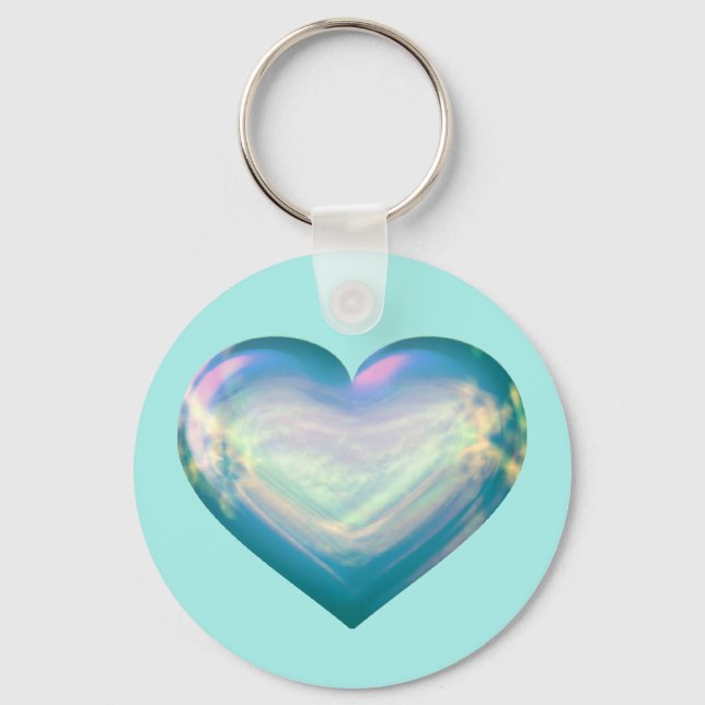 Opal Satin Heart Nyckelring (Framsida)