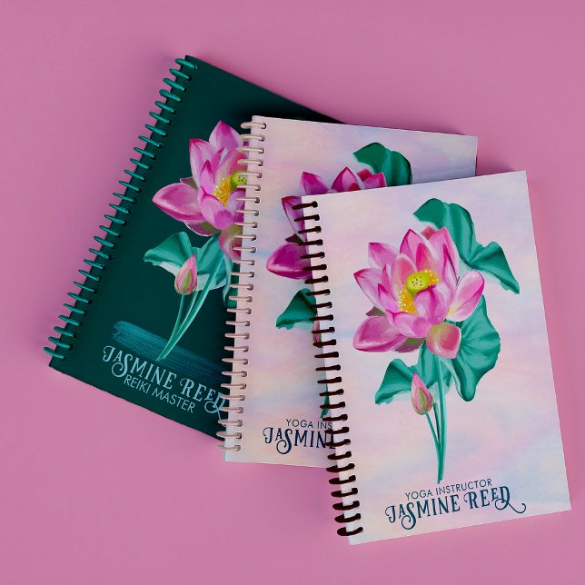 Opal Serene Rosa Blommar | Frielance Counselor Anteckningsbok (Opal background and delicate lotus flower for this notebook! Perfect for a yoga instructor!)