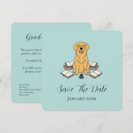 Opal Söt Student Hund Examen Save The Date Spara Datumet