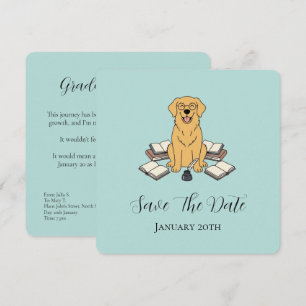 Opal Söt Student Hund Examen Save The Date Spara Datumet