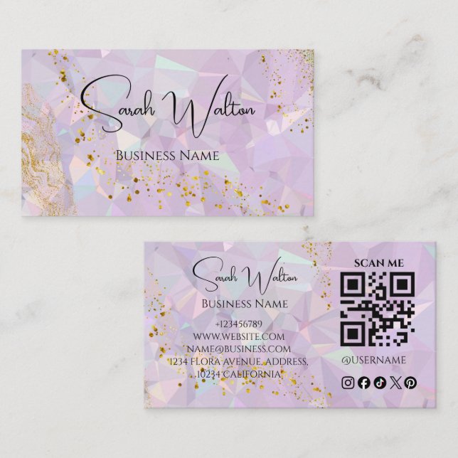 Opal Stens QR-kod Affärskort | Modern Varumärkesid Visitkort (Fram/baksida)