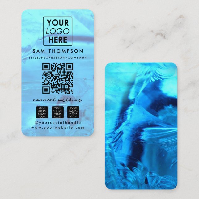 Opal Stone Connect with Us Social Media QR Code Visitkort (Fram/baksida)