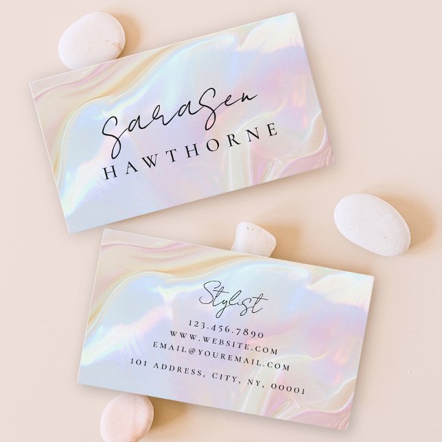 Opal Stone Elegant Luxury Namn Monogram Visitkort (Skapare uppladdad)