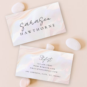 Opal Stone Elegant Luxury Namn Monogram Visitkort